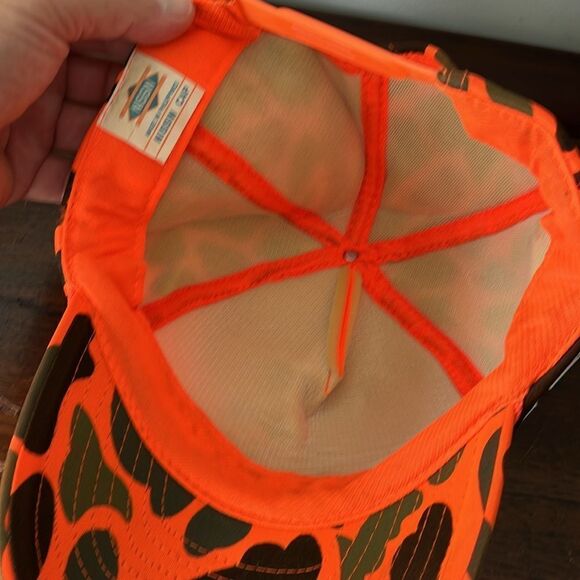 Rare Nissin Neon Orange Camouflage Camo Vintage Chevy Truck Hat Cap/Like A Rock - Picture 3 of 3